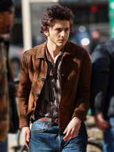 Bob Dylan Timothée Chalamet brown suede coat