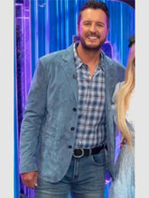 American Idol S23 Luke Bryan Blue Suede Blazer