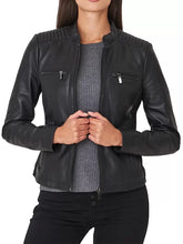 Black Leather Biker Jacket Womens