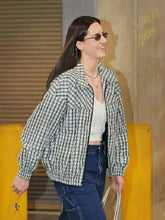 Caitlin Clark Checked Chambray Blouson Jacket