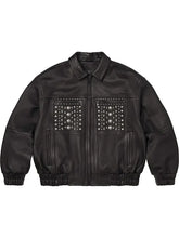 Genuine Multi Stud Black Leather Biker Jacket