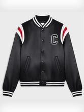 Unisex Kim Tae-Hyung Celine Black Varsity Bomber Jacket