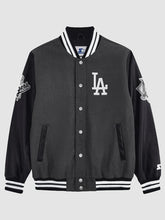 LA Dodgers First Rounder Varsity Jacket Grey and Black