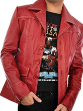 Men's Brad Pitt Fight Club Tyler Durden Red Leather Coat