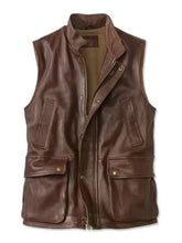 Men's Brown Leather Biker Vest