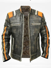 Men's Retro Café Racer Leather Biker Jacket