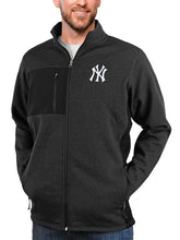 Mens New York Yankees Antigua Heathered Black Course Full Zip Jacket