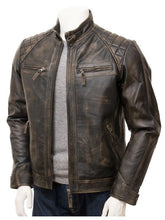 Men’s Vintage Brown Leather Biker Jacket