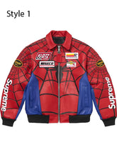 Supreme Spiderman Bomber Leather Jacket