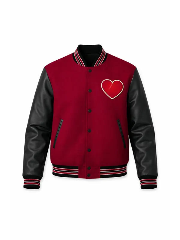 Valentine Heart Patch Letterman Varsity Jacket