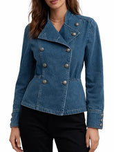 Women’s Teal Double Breasted Denim Jacket