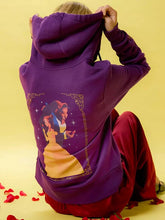 Beauty and the Beast purple hoodie back print Belle and Beast hood up