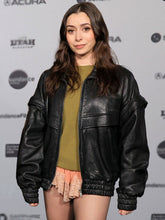 Buddy 2026 Grace Black Leather Bomber Jacket