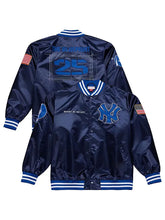 Jay-Z Blueprint 25 Yankees satin bomber jacket front and back flat lay