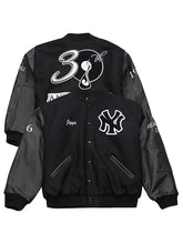 Yankees Jay Z Reasonable-Doubt varsity jacket front and back flat lay