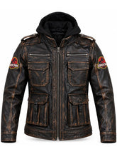 Jurassic Park buckle pocket epaulette moto coat