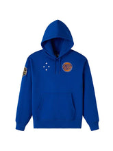 New York Knicks OVO-inspired royal blue fleece pullover hoodie front view