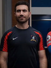 Roy Kent Ted Lasso black red AFC Richmond training jersey front view locker room