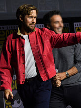 Ryan Gosling red denim jacket