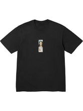 Supreme Prayer Card Box Logo Tee black T-shirt with centered prayer card graphic