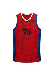 LeBron James 76ers Spider-Man Brand New Day inspired jersey front view flat lay