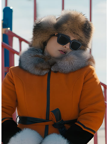 Anna Lambe North of North 2025 Siaya Fur Collar Orange Coat 