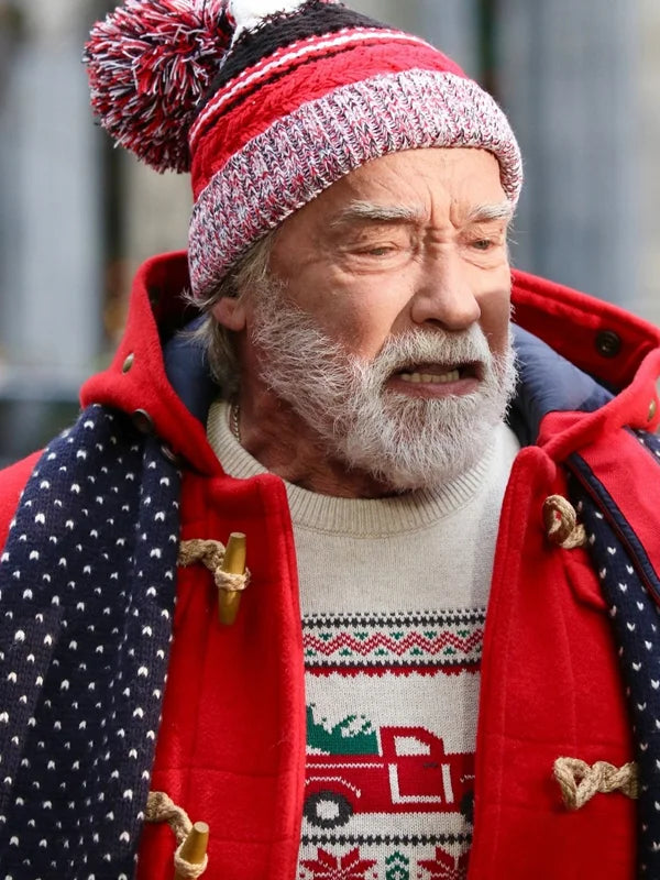 The Man with the Bag Arnold Schwarzenegger Red Coat