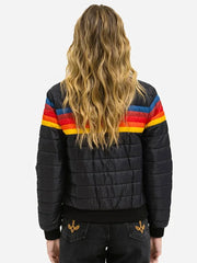 Aviator Nation 4 Stripe Rainbow Puffer Jacket