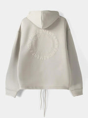 Bershka Zip Up Slogan Beige Hoodie 