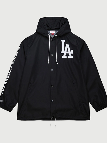 Black Dodgers Coaches Hooded Windbreaker Jacket 