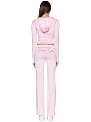Embroidered Gia I am Gia pink tracksuit set