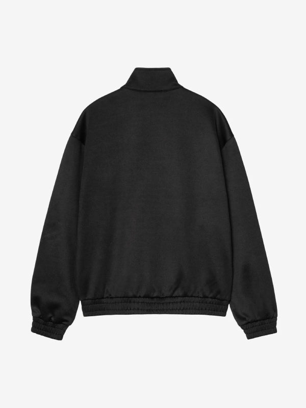 Fleece track jacket flat lay, plain black back panel design