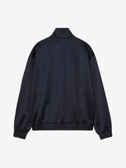 Track jacket flat lay showing plain navy fleece back panel