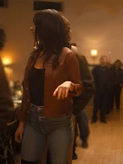 Juliette Lewis Opus 2025 Clara Armstrong Brown Leather Jacket