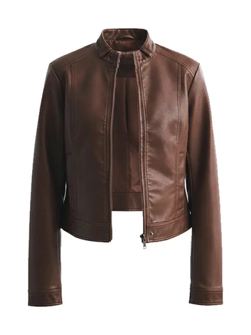 Classic Brown Vegan Leather Jacket