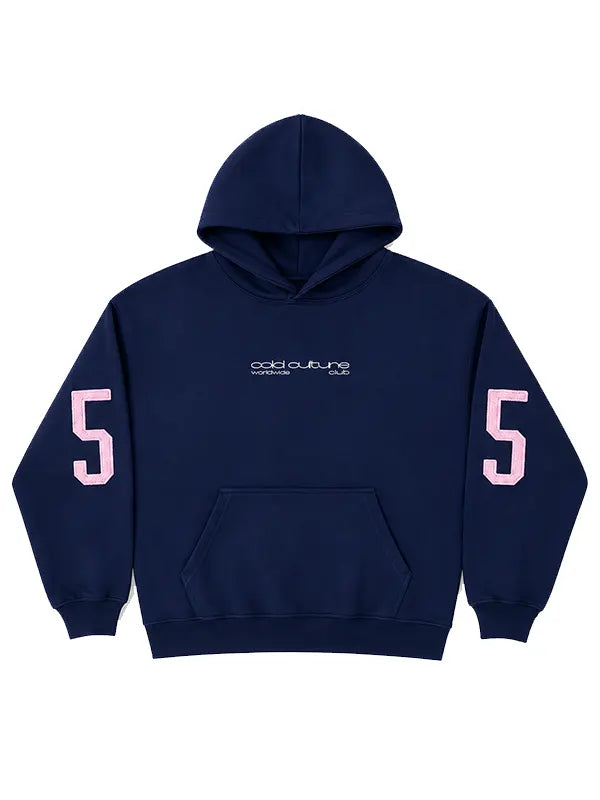 Cold Culture Overtake navy pink oversized hoodie front view flat lay