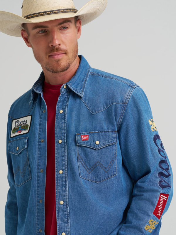 Coors back yoke denim top