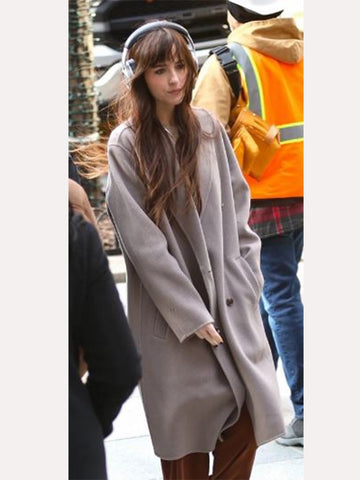 Dakota Johnson Grey Wool Coat 