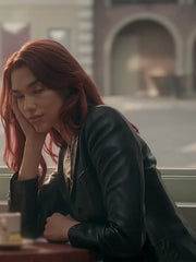 Dua Lipa Training Season Black Leather Blazer
