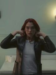Dua Lipa Training Season Black Leather Blazer
