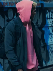 Eddie Barrish Film Locked 2025 Bill Skarsgård Bomber Jacket