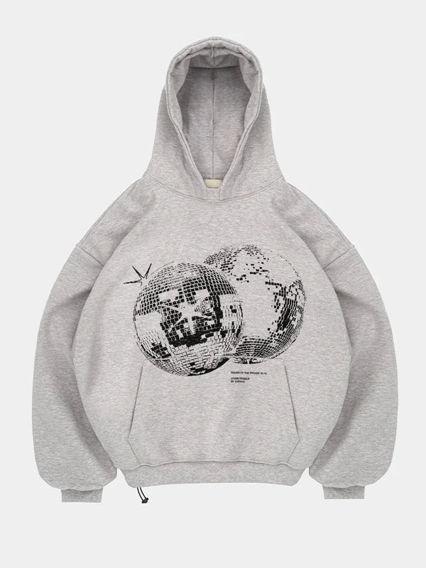 Enrage grey disco ball graphic hoodie