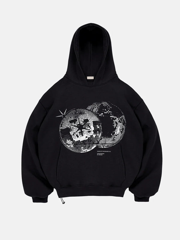 Enrage black disco ball graphic hoodie