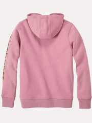 Carhartt Pink Unisex Fleece Hoodie with Sleeve Logo
