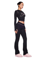 Black Gia Blare pink stitched hoodie set