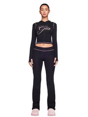 Cropped zip hoodie flare pants Gia Blare black