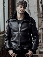 Mens Black Shearling B3 Flying Leather Jacket
