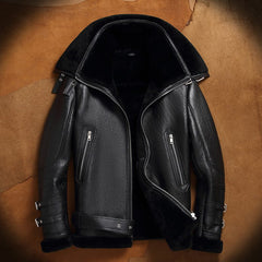 Mens Black Shearling B3 Flying Leather Jacket