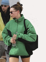 Hailey Bieber Green Half Zip Jacket