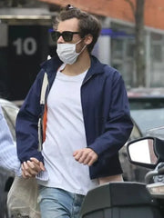 Navy Harry Styles Playdium collared cotton jacket